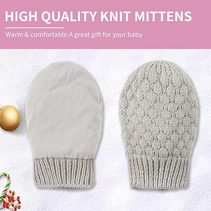 Baby Knit Mittens Toddler Boys Girls Gloves Winter Infant Newborn No Scratch Mitten 0-3 Years