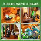 Bamboo-House Lighting Building-Bricks Set - Retro Chinese Bamboo Cabin and Treehouse Collection LED Light Set 2432 Pcs for Adults and Retro House Building Collectors