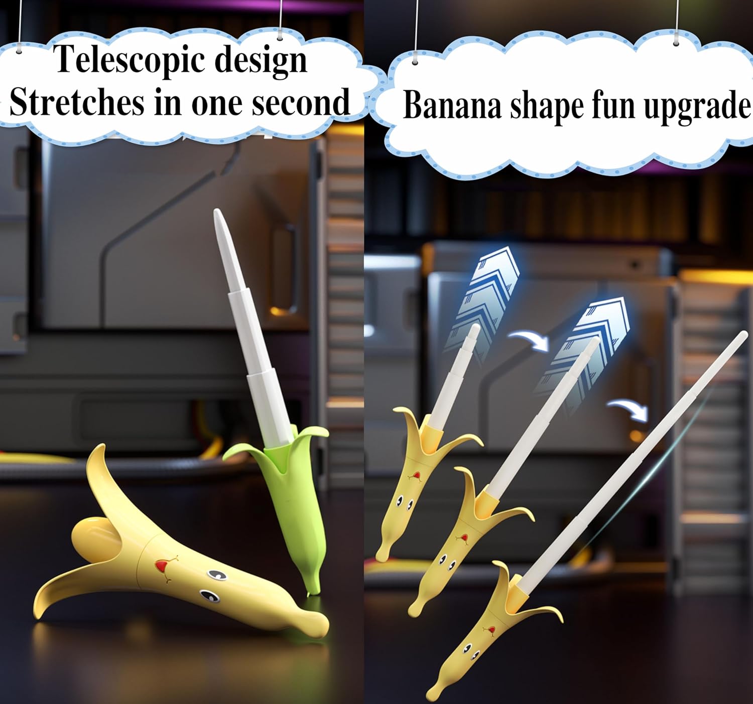 3D Printed Retractable Samurai Sword Fidget Toy Model for Decompression and Creative Play - Unique Plastic EDC Gift Small Banana Sword Green