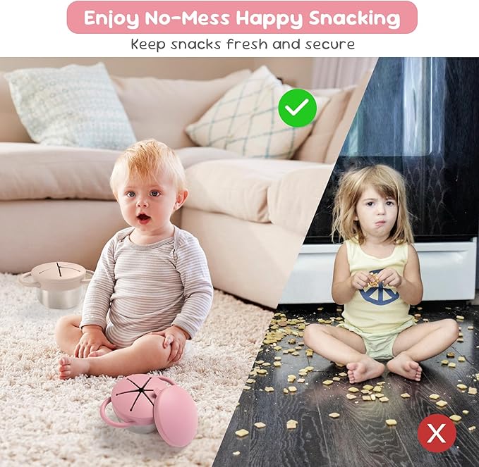 1 Pack Snack Containers for Toddlers, Stainless Steel Toddler Snack Cups with Silicone Food Catcher & Lids,Snack Cups for toddlers Spill Proof