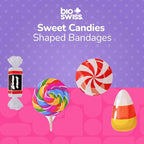 BioSwiss Bandages, Sweet Candies Shaped Self Adhesive Bandage, Latex Free Sterile Wound Care, Fun First Aid Kit Supplies for Kids and Adults, 50 Count