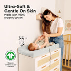 2-Pack Organic Changing Pad Covers for Girl,Boy, Neutral - 100% Cotton Changing Table Pad Cover,Soft Baby Nursery Diaper Changing Pad Sheets,Contour Changing Pads Liners,Change Pad Cover (French Gray)