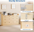 Cozy Castle Baby Dresser with 6 Drawers and Large Table Top, Multi-Functional Chest of Drawer, Drawer Dresser with Three-Sided High Rails for Nursery, Children's Room, Bedroom, Oak