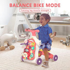 QDRAGON 5 in 1 Walker for Baby Girl, Baby Push Walkers, Assemble as Scooter/Motorbike/Activity Center/Detachable Panel, Walking Toys for Infants 6-12 Months, Red