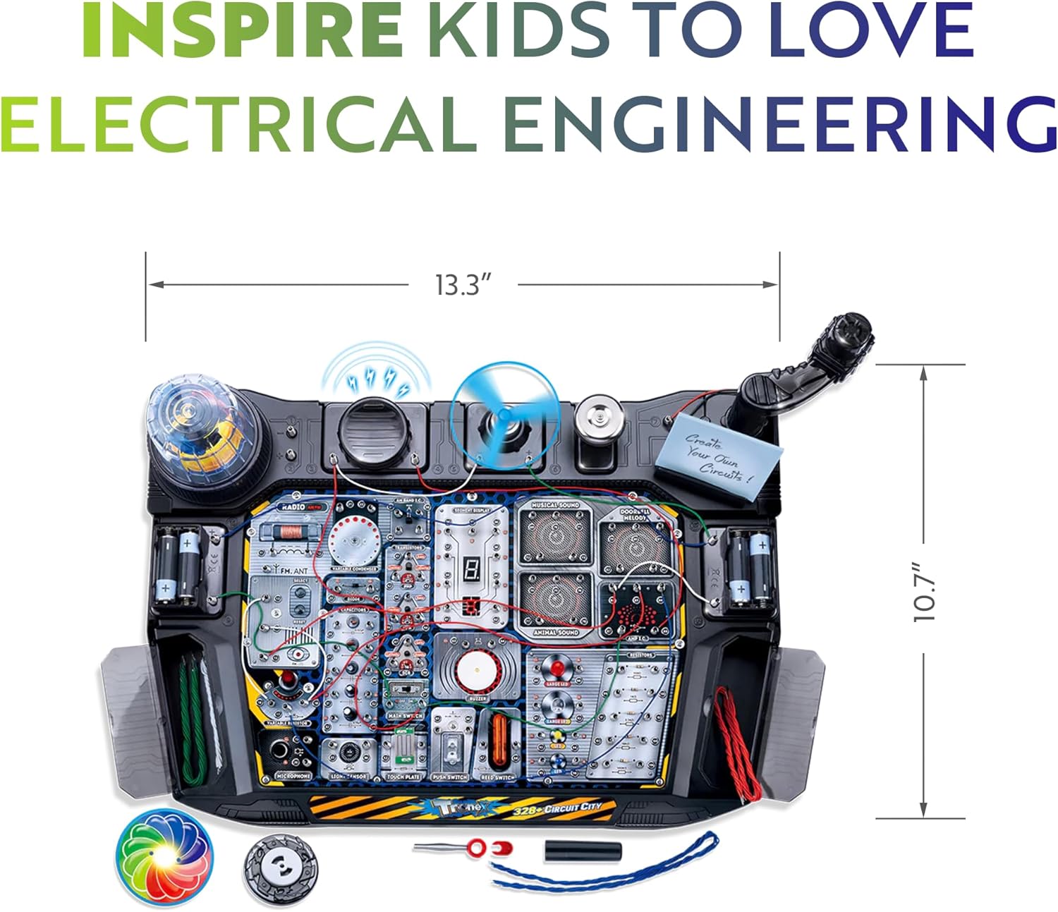 Playz Advanced Electrical Circuit Board Engineering Kit for Kids with 328+ STEM Projects on Electricity, Voltage, Currents, Resistance, & Magnetic Science | Gift for Children Age 8-13+
