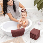Comfy Cubs Muslin Baby Washcloths 10 Pack - Soft 6-Layer Cotton Wash Cloths for Sensitive Skin - 10"x10" Large, Gentle, Absorbent Infant Essentials for Newborn and Toddlers - Wine