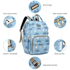Diaper Bag Backpack, Diaper Bags for Baby Girls Boys, Baby Bags for Moms Dads, Nappy Changing Bag with Insulated Pockets,Multi-functional Waterproof Backpack with Stroller straps-Light blue crown