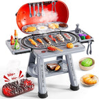 Kids Kitchen Toy Set, Kids BBQ Grill Kitchen Playset with Smoke, Sound & Light, 2-Layer Barbecue Indoor Outdoor Play Grill Toy Gift for Toddler Girl Boy Toy 3 4 5 6 7 8 Year Old