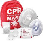 Adult and Infant CPR Mask Combo Kit – 50-Pack – 100 Valves, 50 Gloves, 100 Alcohol Pads – Bulk Set for First Responders, CPR Training