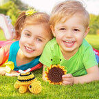 Crochet Kit for Beginners, Crochet Animal Kit with Step-by-Step Video Tutorials, 2PCS Bee and Sunflower Turtles Crocheting Kit for Adults Kids, Easy Yarn for Starter, Stuffed Animal Knitting Kit