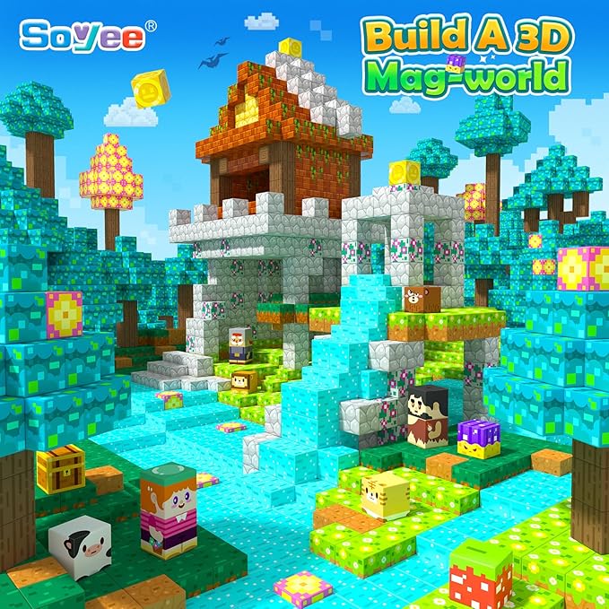 Soyee 150PCS Magnetic Blocks - Magnetic Building Blocks Stacking Magnets Toys for Kids Montessori Sensory STEM Toddler Construction Toys for Ages 3-5 5-7 8-13 Christmas Birthday Gifts