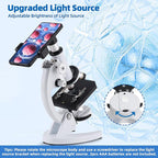 Microscope for Adults Kids, 40X-2000X Microscope Kit with Adjustable Brightness LED, Slides, Biological Compound Microscopes for School Lab Home Education, Gifts for Children Students