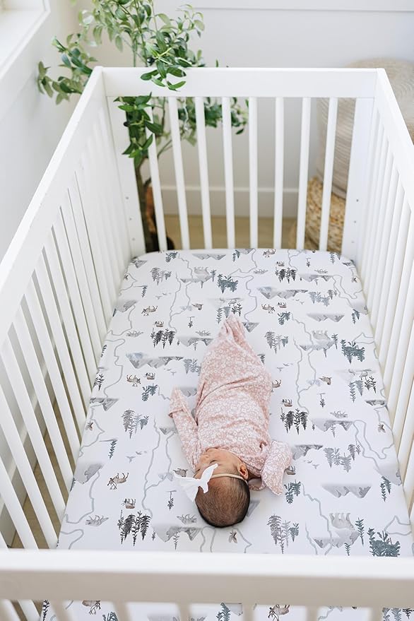 Crib Sheets Neutral - Fitted Baby Crib Sheets Bed for Girl Boy - 2 Pack Standard & Toddler Mattress - Buttery Soft Organic Cotton Blend (Arctic Journey)