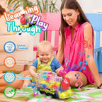 Kizeefun Light Up Train Toy for Toddlers: Transparent Gear Car Toy for Kids with Cool Light and Music Educational Crawling Toys for Baby Boys and Girls