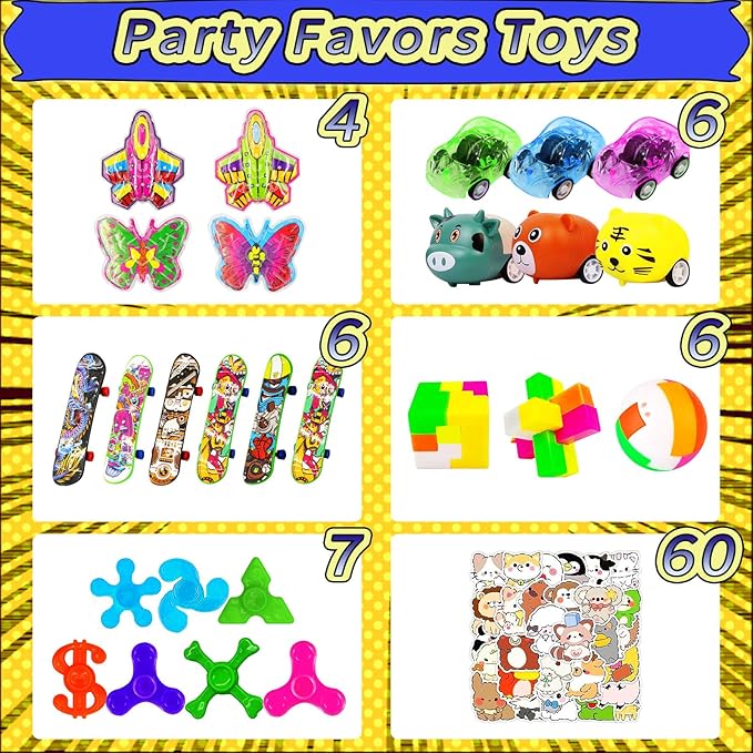 123 PCS Party Favors for Kids, Fidget Toys Bulk, Birthday Gifts Toys, Stocking Stuffers, Prize Treasure Box Toys for Classroom, Goodie Bags Stuffers, Pinata Filler, Carnival Prizes for Boys Girls 4-10