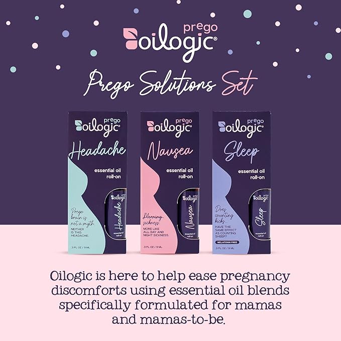Oilogic Roll-On Essential Oils Set for Pregnant Women - 100% Pure Essential Oil Roller for Pregnancy - Sleep, Comfort, & Wellness Blends Safe for Pregnant Moms, 0.3 Fl Oz (Pack of 3)