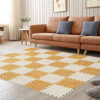 Skyweaver 36 Tiles Soft Non-Toxic Baby Play Mat for Floor EVA Foam Jigsaw Puzzle Play Mat, Interlocking Squares with 0.6inch for Babies, Toddlers & Kids Gym, Nursery, Playroom, Light Brown