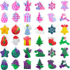 36Pcs Christmas Mini Keychain Bubble Squeeze Sensory Fidget Toys, Valentines Day Gifts for Kids Mini Fidg et Toys for Kids Adults Best Gift for Children's Party Favor