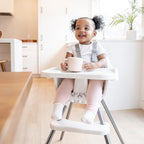 Regalo High Chair with Rainbow Seat Pad for Babies and Toddlers, Award Winning Brand, Removable Oversized Tray with Cup Holder, Five Point Harness, White