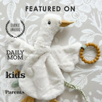 MON AMI PRU Goose Teether Lovie | 12-Inch Baby Security Blanket with Silicone Teether | Soft Plush Lovey for Teething Relief & Comfort