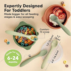 KeaBabies Silicone Baby Spoons, Self Feeding 6-12 months - 3-Pack Baby Weaning Eating Utensils, Toddler First Food Training Spoon, Infant, Kids Feeding Supplies Essential Set, Dishwasher-safe (Sage)