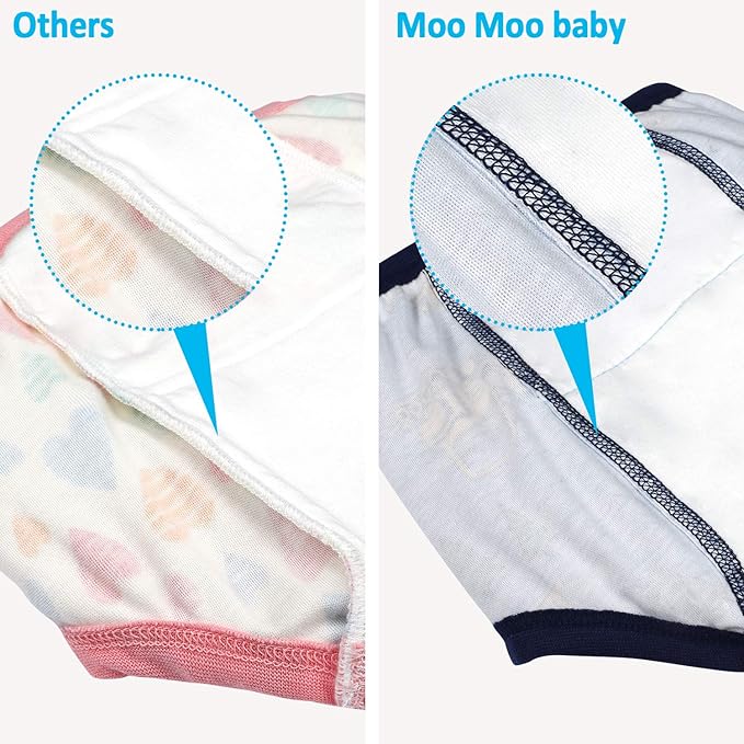 MooMoo Baby 8 Packs Potty Training Pants Cotton Absorbent Training Underwear for Toddler Boy and Girls 2T-9T