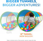 Playz 5-Piece Kids Pop up Play Tent Crawl Tunnel and Ball Pit with Basketball Hoop Playhouse for Boys, Girls, Babies, and Toddlers (Purple, Orange, Yellow, Red, Blue)