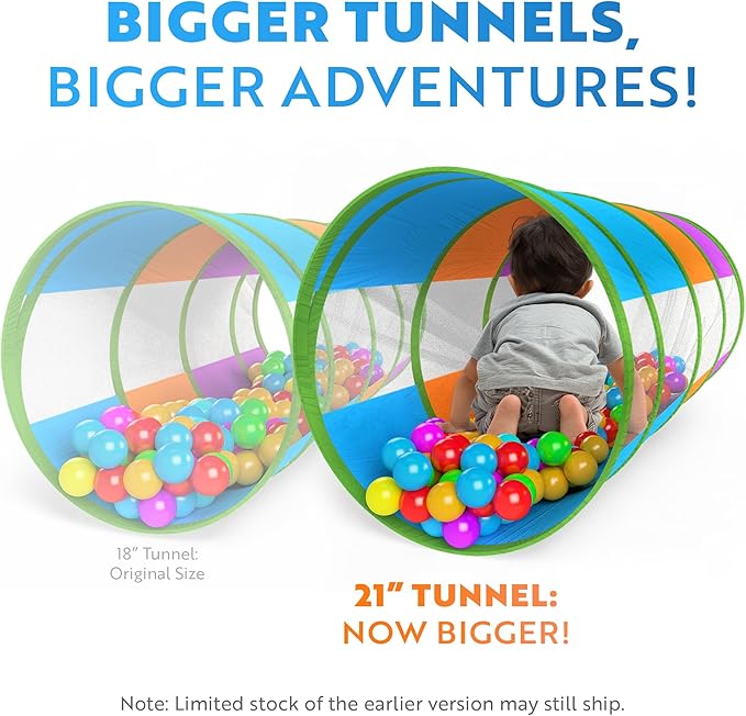 Playz 5-Piece Kids Pop up Play Tent Crawl Tunnel and Ball Pit with Basketball Hoop Playhouse for Boys, Girls, Babies, and Toddlers (Purple, Orange, Yellow, Red, Blue)