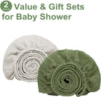 Muslin Bassinet Sheet for Baby Boy and Girl-2 Pack 17"x 33" Soft Bedside Bassinet Sheets Fitted for Rectangle, Round, Oval, Hourglass Mattress-Neutral Olive Green & Beige