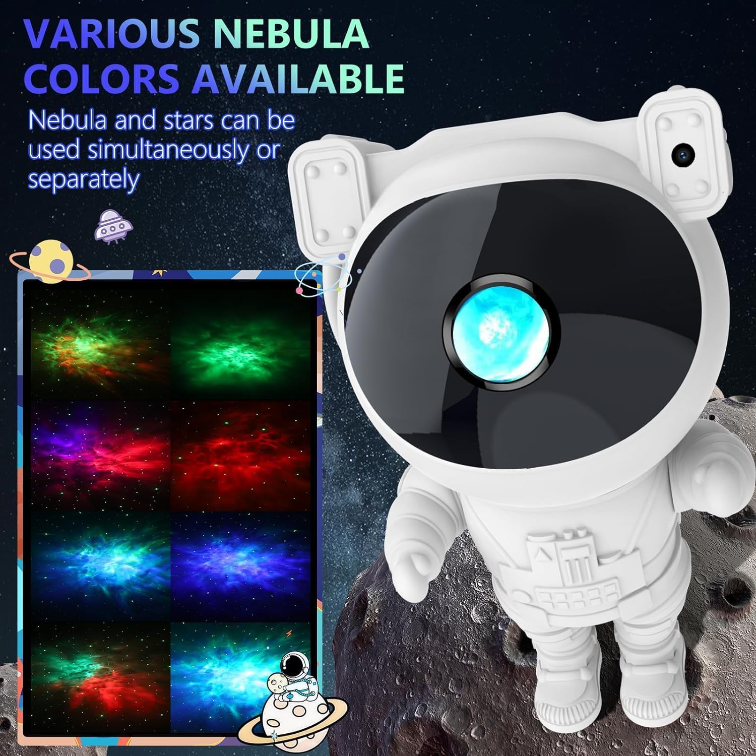 Astronaut Galaxy Projector Night Light,Star Projector Galaxy Light with Nebula,Starry Ceiling LED Lamp Space Buddy Projector with Timer and Remote for Bedroom,Kids Room Decor, Birthdays Gift(White)