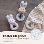 Bearington Collection Baby Lil' Bunny, 5.5 in Plush Bunny Rabbit Stuffed Animal, Soft Baby Rattles and Plush Rings Gift - Newborn Toy
