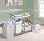 Badger Basket Modern Baby Changing Table - Portable Diaper Station with 3 Drawers Pad & Hamper - Storage Organizer for Baby Diapers & Toys - Gray/White