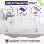 ComfyBumpy 2-Pack Bed Rail for Toddlers 35.5" L x 19.5" H | Toddler Bed Rails for Twin, Full & Toddler Mattress Size | Swing Down Rail Guard | Mattress Side Rail for Kids | White