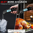 Professional Food & Meat Thermometer, 1 Sec Instant Read & ±0.5℉ Accuracy Driven by Thermocouple Sensor. IP67 Waterproof Digital Thermometer for Cooking, BBQ, Grill Gifts for Men Him Dad Birthday