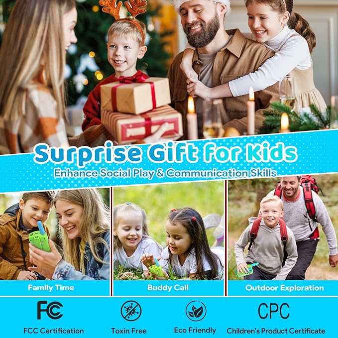 Vvinca Toys for Ages 5-7 Boys Girls, Rechargeable Walkie Talkies for Kids Long Range 22 CH 2 Way Kids Walkie Talkie with Flashlight for Camping Hiking Indoor Outdoor 3 4 5 6-12 Birthday