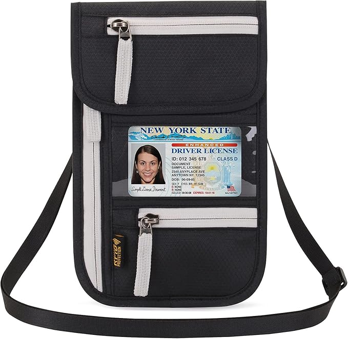 Neck Wallet Lightweight RFID Blocking Waterproof Travel Pouch for Women Men