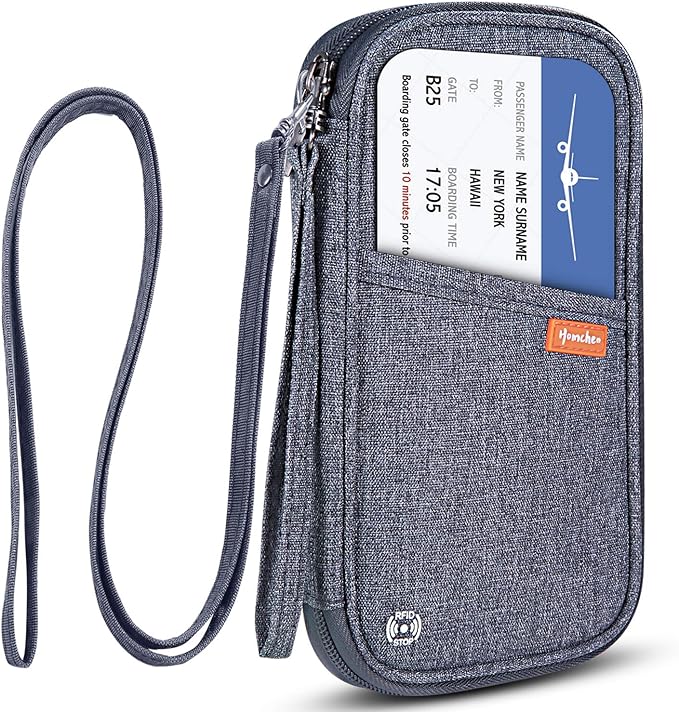 RFID Family Passport Wallet Holder Waterproof, Travel Document Organizer Credit Card Clutch Bag for Men Women