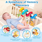 URMYWO Spiral Car Seat Toys for Babies 0-6 Months, Hanging Toy Fits Stroller, Developmental Sensory Baby Toy with Bell Crinkle Mirror, Baby Travel Gear Shower Gift for Boys Girls