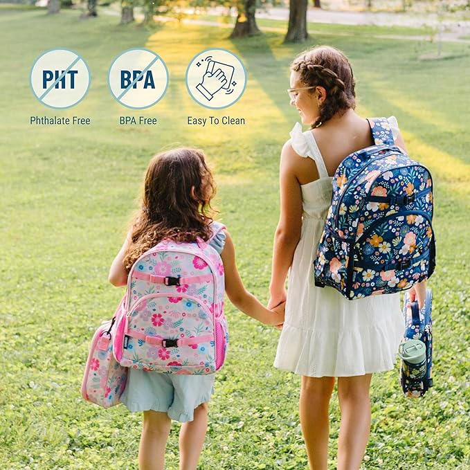 Wildkin ECO rPET 15-inch Kids Backpack – Sustainable, Padded, Adjustable – Pink Floral