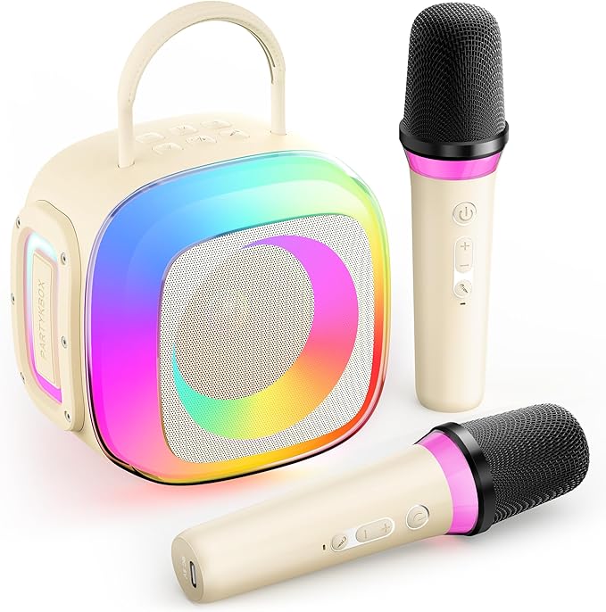 Mini Karaoke Machine for Kids Adults: Portable Bluetooth Speaker with 2 Wireless Mics for Home Party - Singing Karaoke Birthday Gift for Girls Boys 4 5 6 7 8 9 10 11 12+ Years Old Family Party