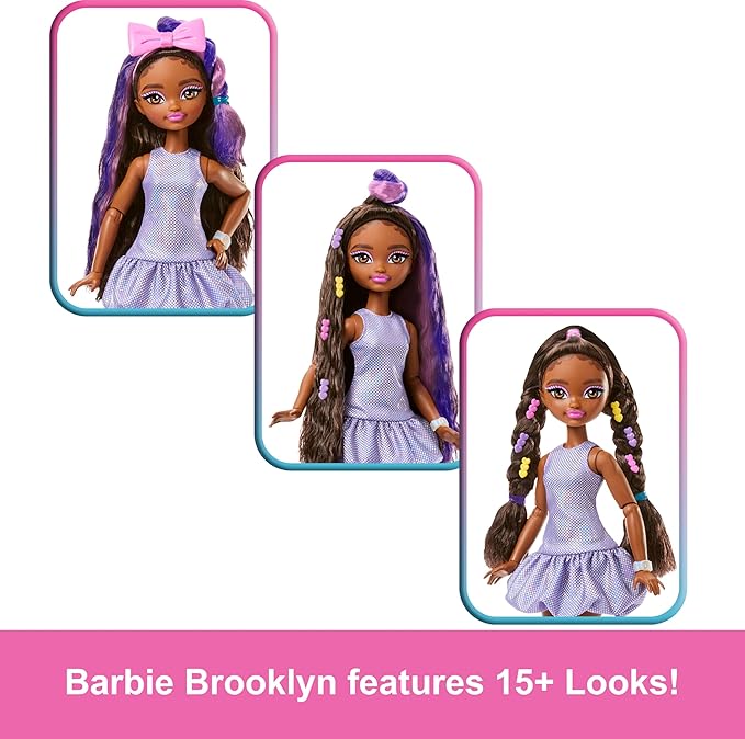 Barbie Dream GET Ready Brooklyn” Fashion Doll with Stylized Hair, Including Surprise Hair Accessories & 15+ Looks