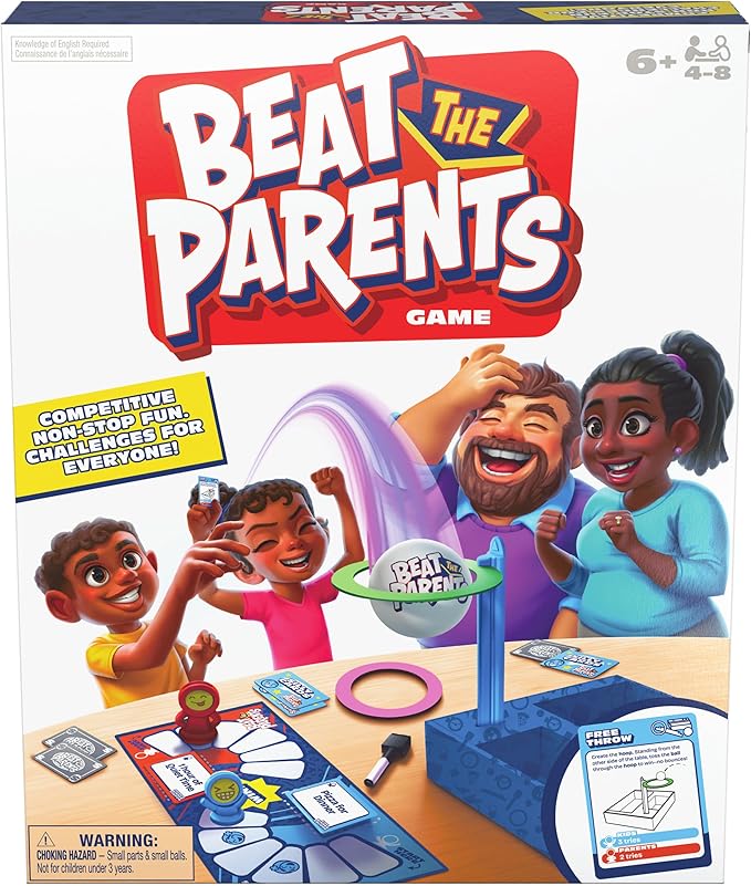 Spin Master Games, Beat The Parents, 2025 Edition with New Challenges & Cards, Friendly Competition Family Game, Fun Activity for Kids, Adults & Family Game Night, 4-8 Players, for Ages 6 & Up