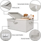 GRANNY SAYS Closet Storage Bins with lids, Fabric Storage Box with Lid, Clothes Bins Storage for Closet, Shelf Baskets for Living Room Wardrobe Shelves, Jumbo, Gray/White, 1-Pack