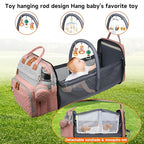 Diaper Bag Backpack Diaper Bag Multifunctional Waterproof Diaper Bag with Changing Station Travel Backpack with Changing Pad, Baby Baby Pacifier Case & Stroller Straps(PinkGrey)