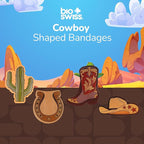BioSwiss Bandages, Cowboy Shaped Self Adhesive Bandage, Latex Free Wound Care, Fun First Aid Kit Supplies for Kids and Adults, 24 Count
