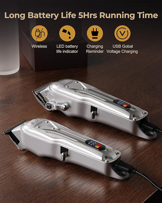 Electric Hair Clippers for Men, Cordless Clipper and Trimmer Set, Clippers for Hair Cutting Kit with Long Battery Life, Hair Grooming Trimmer for Family Kids and Self-Haircut Use
