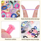 TaShow 500 Count Baby Hair Ties for Infants, Mixed Color, Soft Elastic Ponytail Holders for Toddler Girls, Cotton Baby Girl Hair Ties, 18 Colors