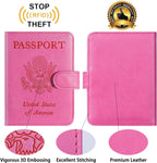 Passport Holder Cover Wallet RFID Blocking Leather Card Case Travel Accessories for Women Men (Pink)