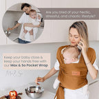 Baby Wrap Carrier - Premium Cotton Baby Carrier Wrap for Newborn to Toddler- Infant Carrier- Baby Holder One Size Fits All with Front Pocket by Max&so