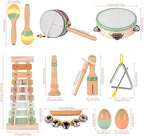 VINJOE Baby Musical Instruments-Toddler Montessori Wooden Musical Toys for Kids 1-3, Neutral Colors Percussion Instruments Set Early Learning Musical Toys for Preschool Educational Birthday Gifts